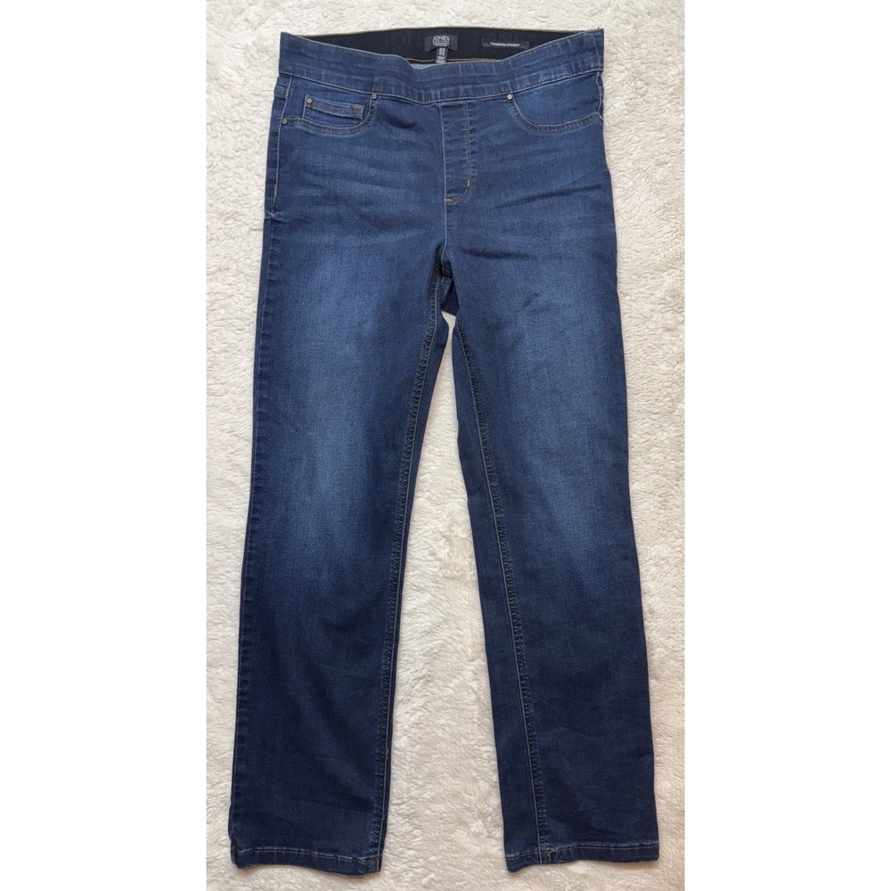 Jones New York Jeans Womens 12 Lexington Straight Pull On Dark Wash Excellent
